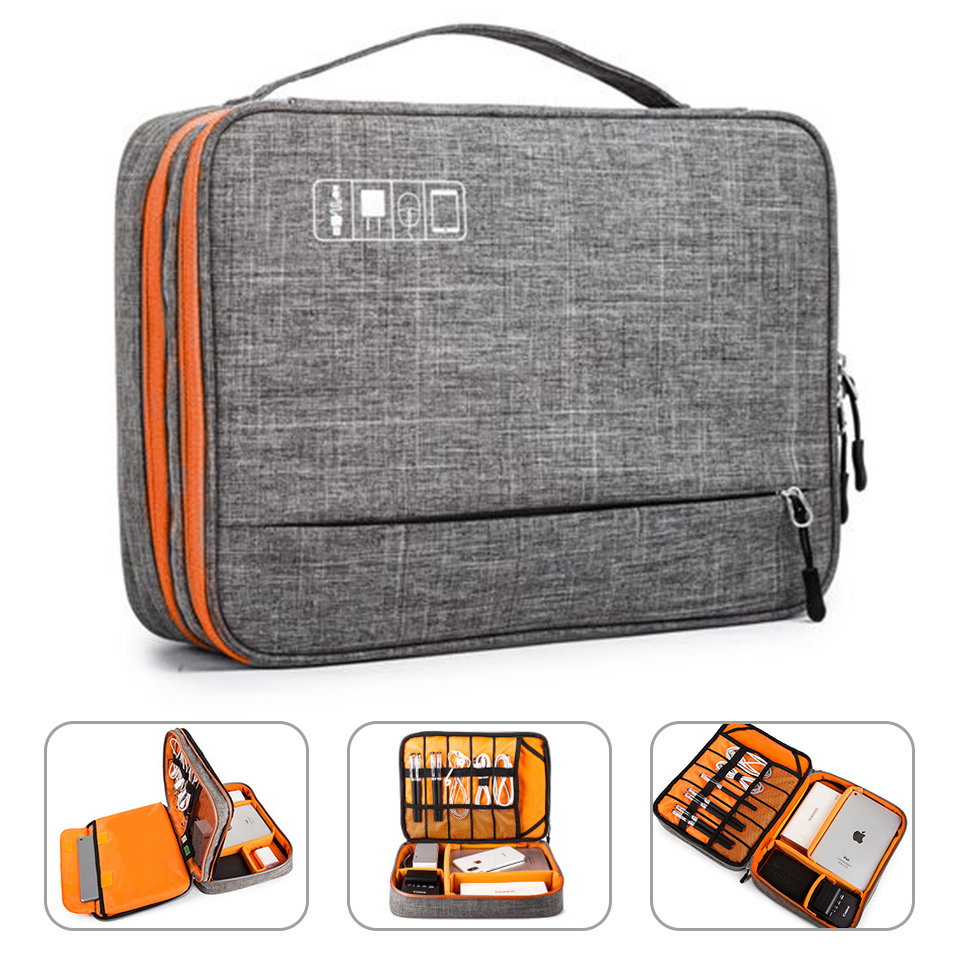 Tech Accessories Case - Tas Penyimpanan Aksesori Elektronik Lapisan Ganda