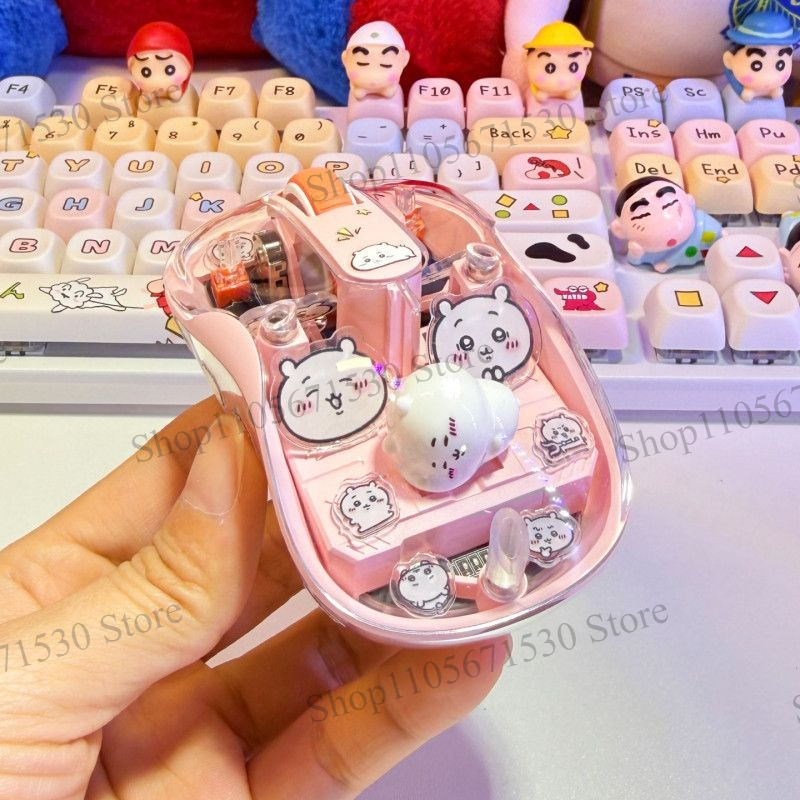 Kawaii Tech Accessories - Mouse Nirkabel Transparan Warna Merah Muda